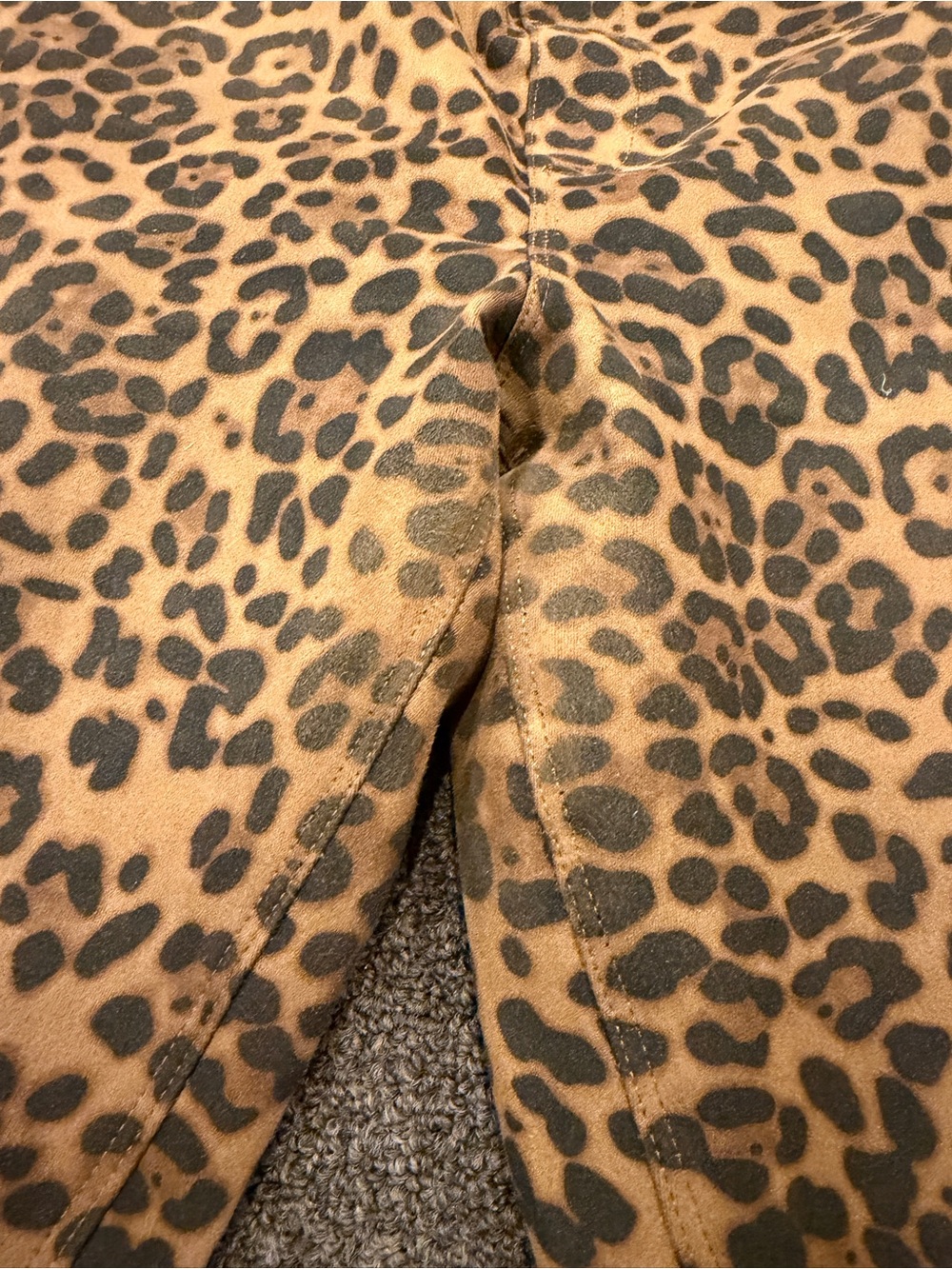 Leopard Print Flare Jeans in Mustard Brown - Picture 2 of 8